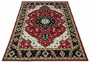 Hand Knotted Wool Area Rug Rust Ivory Black Beige Traditional