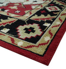 Hand Knotted Wool Area Rug Rust Ivory Black Beige Traditional