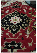 Hand Knotted Wool Area Rug Rust Ivory Black Beige Traditional