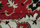 Hand Knotted Wool Area Rug Rust Ivory Black Beige Traditional