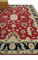 Rust, Olive and Black 8x10 Hand Knotted Traditional Oriental Wool Area Rug