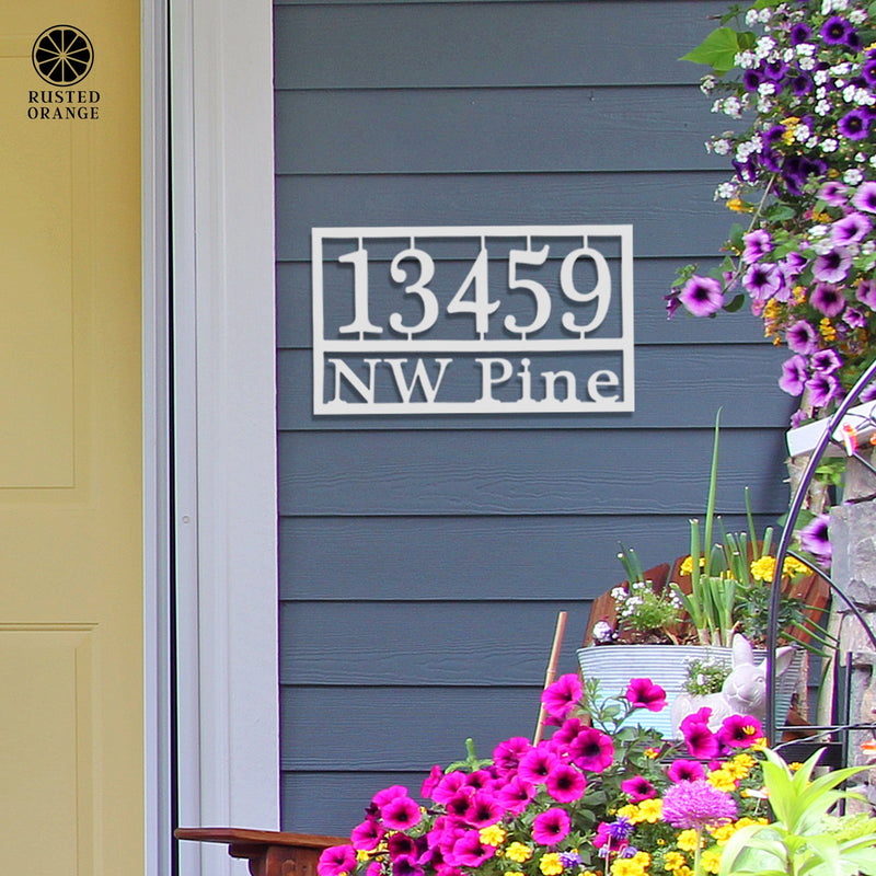 Home Address Plaque - 3 Sizes - Personalized Metal Street Name and House Numbers Sign