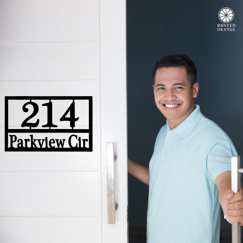 Home Address Plaque - 3 Sizes - Personalized Metal Street Name and House Numbers Sign