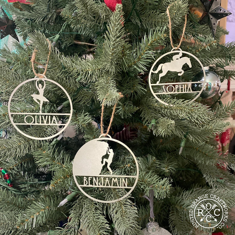 Sports Ornament Personalized - 3 pack - 30 Sports Theme Styles - Metal Christmas Ornaments