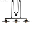GobekUsa Rustic 3-Head Pendant Light with Black Flared Shade, Pulley and Metallic Finish - Perfect for Your Dining Room Island!