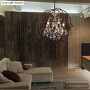 GobekUsa Rustic 4-Light Wrought Iron Chandelier Pendant with Crystal Deco for Restaurants