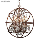 GobekUsa Rustic 4-Light Wrought Iron Chandelier Pendant with Crystal Deco for Restaurants