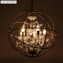 GobekUsa Rustic 4-Light Wrought Iron Chandelier Pendant with Crystal Deco for Restaurants