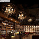 GobekUsa Rustic 4-Light Wrought Iron Chandelier Pendant with Crystal Deco for Restaurants