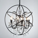 GobekUsa Rustic 4-Light Wrought Iron Chandelier Pendant with Crystal Deco for Restaurants