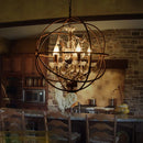 GobekUsa Rustic 4-Light Wrought Iron Chandelier Pendant with Crystal Deco for Restaurants