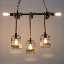 GobekUsa Rustic 5-Light Black Birdcage Island Pendant for Dining Rooms