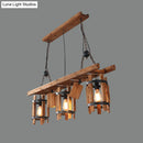 GobekUsa Rustic 5-Light Farmhouse Pendant with Wood Cylinder Frame - Grey/Brown