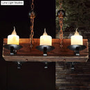 GobekUsa Rustic 6-Light Candle Island Pendant with Black Marble for Dining Room