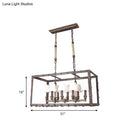 GobekUsa Rustic 8-Light Island Pendant Fixture with Traditional Fabric Barrel for Dining Room Lighting
