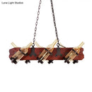 GobekUsa 4/6-Head Island Lamp: Frosted White/Amber Glass Suspended Lighting with Brown Wood Arm