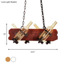 GobekUsa 4/6-Head Island Lamp: Frosted White/Amber Glass Suspended Lighting with Brown Wood Arm