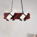 GobekUsa 4/6-Head Island Lamp: Frosted White/Amber Glass Suspended Lighting with Brown Wood Arm