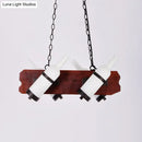 GobekUsa 4/6-Head Island Lamp: Frosted White/Amber Glass Suspended Lighting with Brown Wood Arm