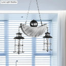 GobekUsa Rustic Caged Shade Island Lamp with Clear Glass - Antique Brass/Aged Silver