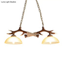 GobekUsa Rustic Glass Hanging Lamp with Wood and Rope Accents - Bowl Shade Pendant (Amber, 2 Bulbs)