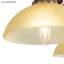 GobekUsa Rustic Glass Hanging Lamp with Wood and Rope Accents - Bowl Shade Pendant (Amber, 2 Bulbs)