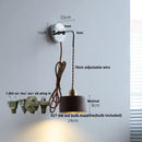 GobekUsa Ash Wood LED Wall Light with Pull Chain Switch, Japanese Style Bedside Lamp