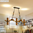 GobekUsa 10-Light Metal Island Pendant in Brown with Wave Style, Pipe Shade, and Rope Detail".