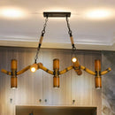 GobekUsa 10-Light Metal Island Pendant in Brown with Wave Style, Pipe Shade, and Rope Detail".