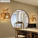 GobekUsa Bamboo Wall Lamp: Wood Cylinder/House/Teapot Sconce Light Fixture with Curved Arm