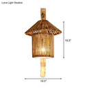 GobekUsa Bamboo Wall Lamp: Wood Cylinder/House/Teapot Sconce Light Fixture with Curved Arm