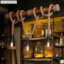 GobekUsa Rustic Bamboo Island Lighting Chandelier in Beige - Linear Bar Fixture