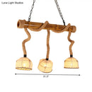 GobekUsa Lodge Style Island Pendant Light with 3 Fabric Dome Shades and Beige Hemp Rope