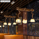 GobekUsa Bamboo Linear Island Pendant Light with Cage Shade - Lodge Style - Beige