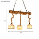 GobekUsa Bamboo Linear Island Pendant Light with Cage Shade - Lodge Style - Beige