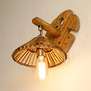 GobekUsa Bamboo Wall Sconce with Asian-Inspired Design and Wood Backplate in Beige