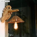 GobekUsa Bamboo Wall Sconce with Asian-Inspired Design and Wood Backplate in Beige