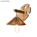 GobekUsa Bamboo Wall Sconce with Asian-Inspired Design and Wood Backplate in Beige
