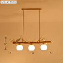 GobekUsa Modern Cream Glass Wood Pendant Light with White Bird Deco - Dome Island Fixture