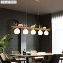GobekUsa Modern Cream Glass Wood Pendant Light with White Bird Deco - Dome Island Fixture
