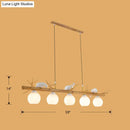 GobekUsa Modern Cream Glass Wood Pendant Light with White Bird Deco - Dome Island Fixture