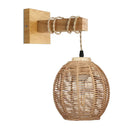 GobekUsa Bamboo Wicker Wall Lamp E27 Chandeliers Hand-Woven Room Decor Light Fixtures