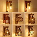 GobekUsa Bamboo Wicker Wall Lamp E27 Chandeliers Hand-Woven Room Decor Light Fixtures