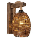 GobekUsa Bamboo Wicker Wall Lamp E27 Chandeliers Hand-Woven Room Decor Light Fixtures