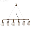 GobekUsa Rustic Bar Ceiling Clear Glass Beer Mug Pendant Light in Bronze with Water Pipe Design