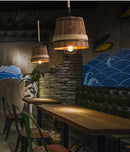 GobekUsa Barrel Industrial Chandelier for Dining Room Cafe Restaurant, Adjustable Wood Light Fixture