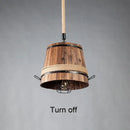 GobekUsa Barrel Industrial Chandelier for Dining Room Cafe Restaurant, Adjustable Wood Light Fixture