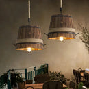 GobekUsa Barrel Industrial Chandelier for Dining Room Cafe Restaurant, Adjustable Wood Light Fixture