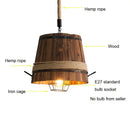 GobekUsa Barrel Industrial Chandelier for Dining Room Cafe Restaurant, Adjustable Wood Light Fixture