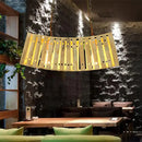 GobekUsa Asian Style Bamboo Linear Island Chandelier - Beige Multi Light for Dining Table